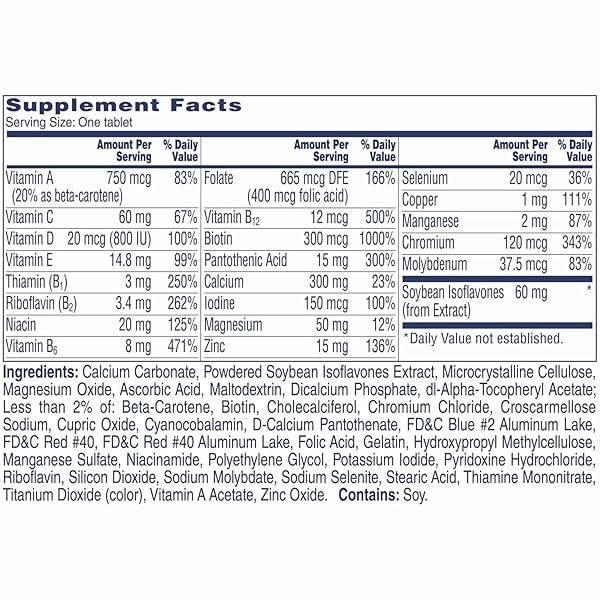 ONE A DAY WOMEN’S MENOPAUSE MULTIVITAMIN WITH VITAMIN A, VITAMIN C, VITAMIN D, VITAMIN E AND ZINC FOR IMMUNE HEALTH SUPPORT, BONE HEALTH, 50 COUNT (PACKAGING MAY VARY)