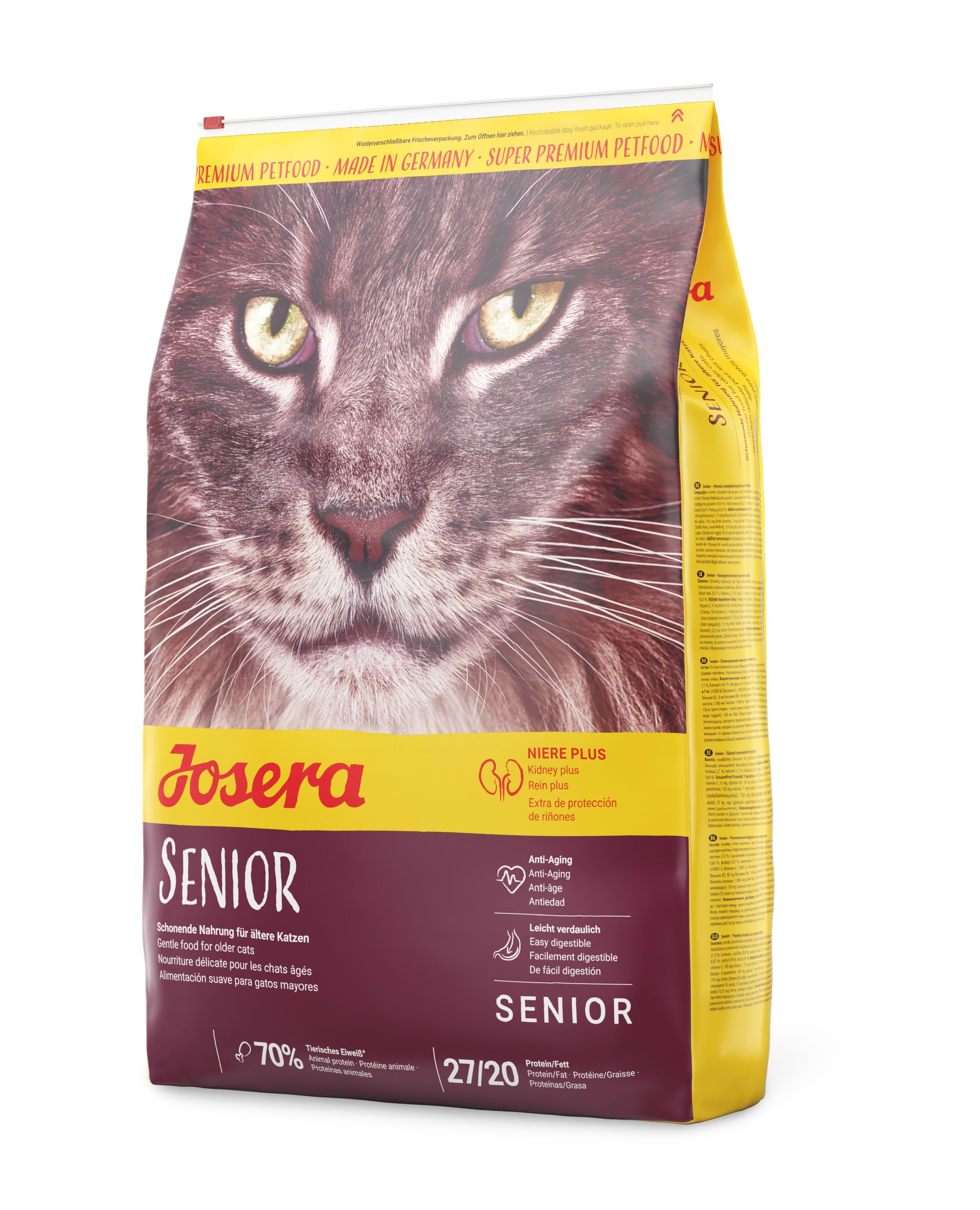 Josera Senior food for older cats | Easily digestible | Kidney support | Sensitive stomach | Gluten free | Anti-Hairball | Herbs & Fruits | 10kg