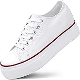 Platform Sneakers for Women 2 Inches Height Boost Hidden Wedge Sneakers, Height Increase Canvas Heel Sneakers Fashion White Sneakers for Women and Girls