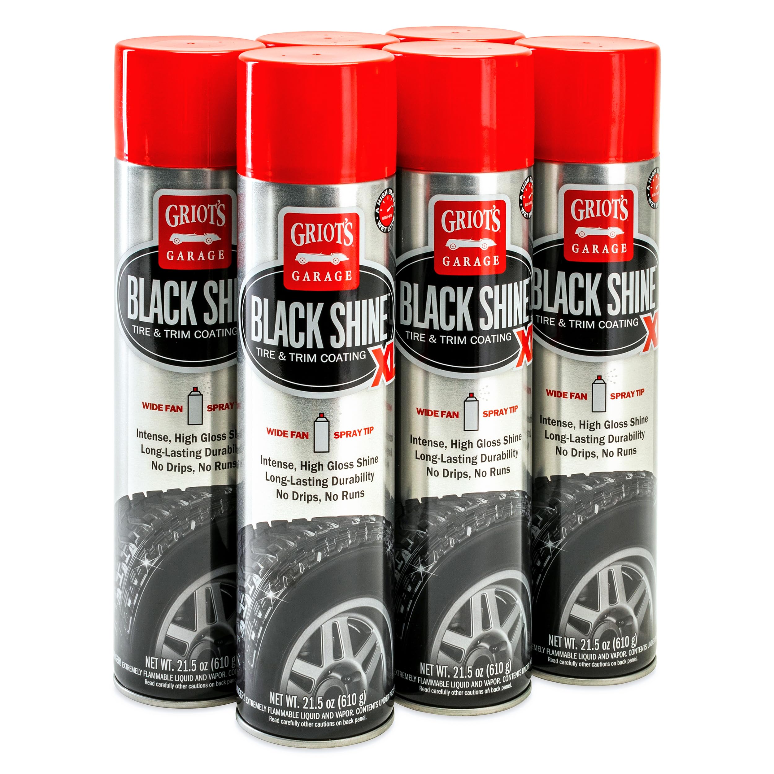 Griot's Garage Black Shine Tire and Trim Coating, Water-Resistant Dressing, Provides a High-Gloss Finish, Rain Protection, 57709, 21.5oz, Pack of 6 Image