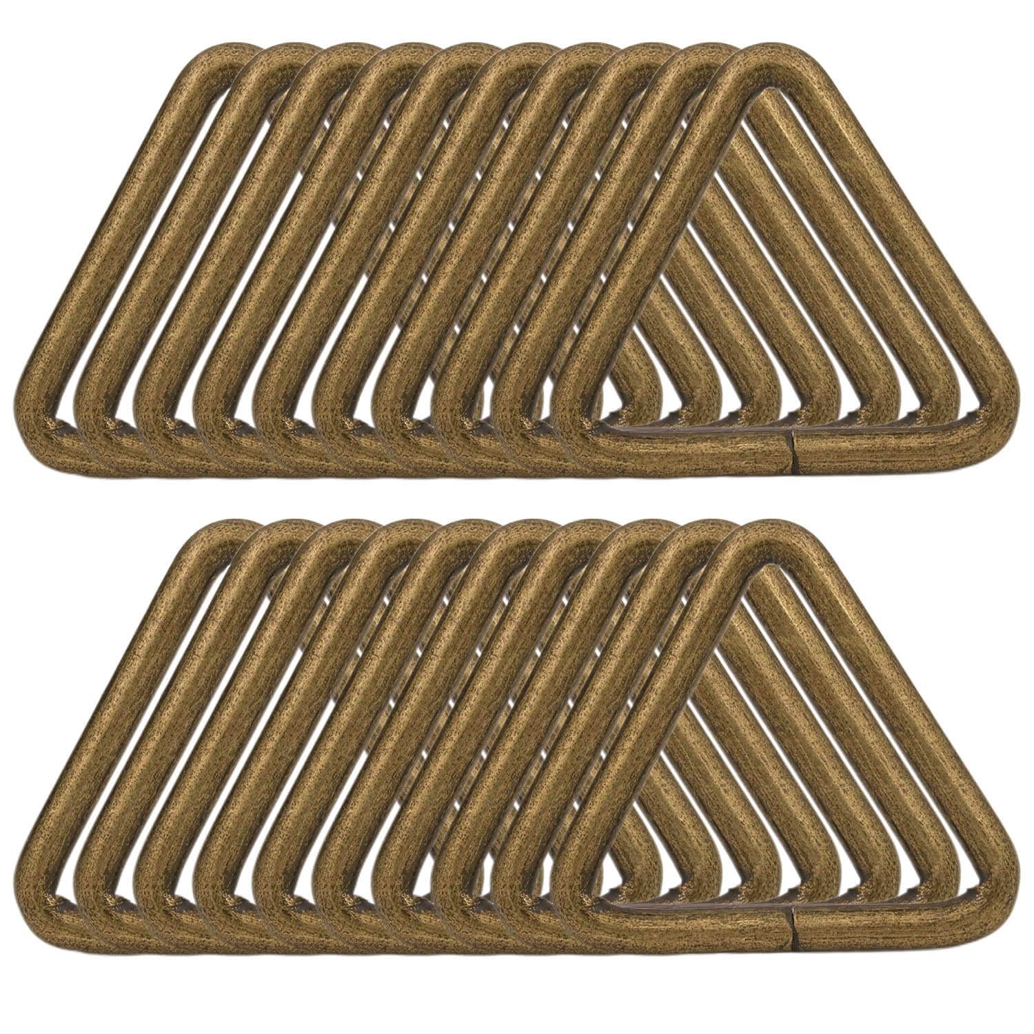 BIKICOCO 1-1/4'' Metal Triangle Ring Buckle Connectors Round Edge Webbing Bag Clasp Handbag Strap Making Hardware, Bronze - Pack of 20