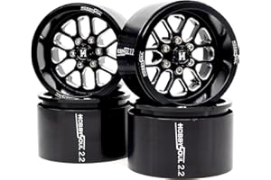 HOBBYSOUL 2.2 RC Wheels Rims -11mm Negative Offset 40mm Width CNC Aluminum 2.2 Beadlock Wheels for 1/10 RC Crawler SCX10 Capra / TRX4 AMG 6x6, Black