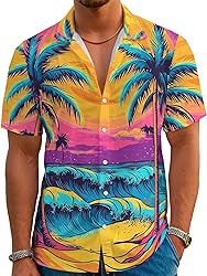 Hawaiian Shirts for Men Summer Beach Casual Short