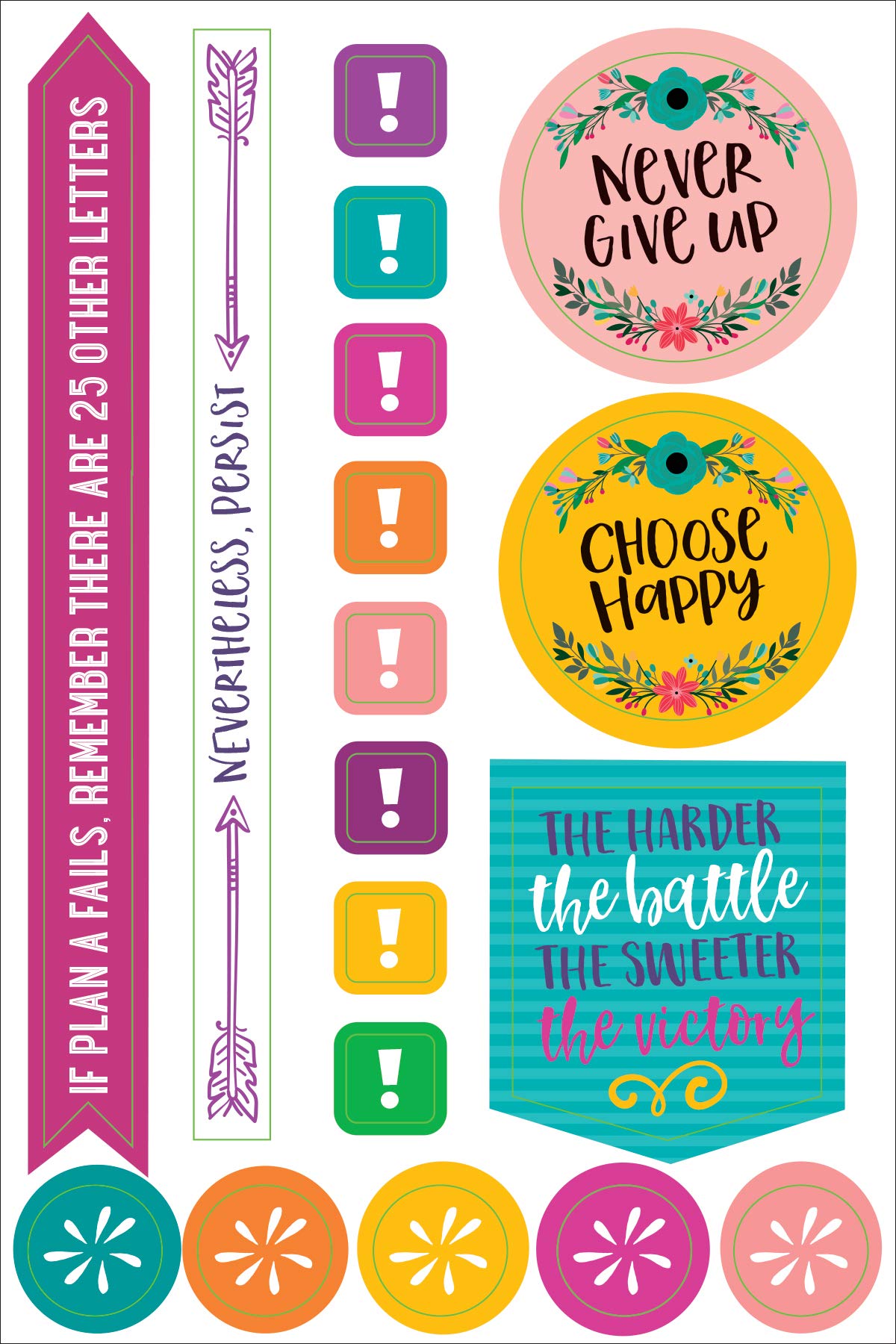 Essentials Planner Stickers -- Wake Up Kick Ass Repeat (Set of 150 Stickers)