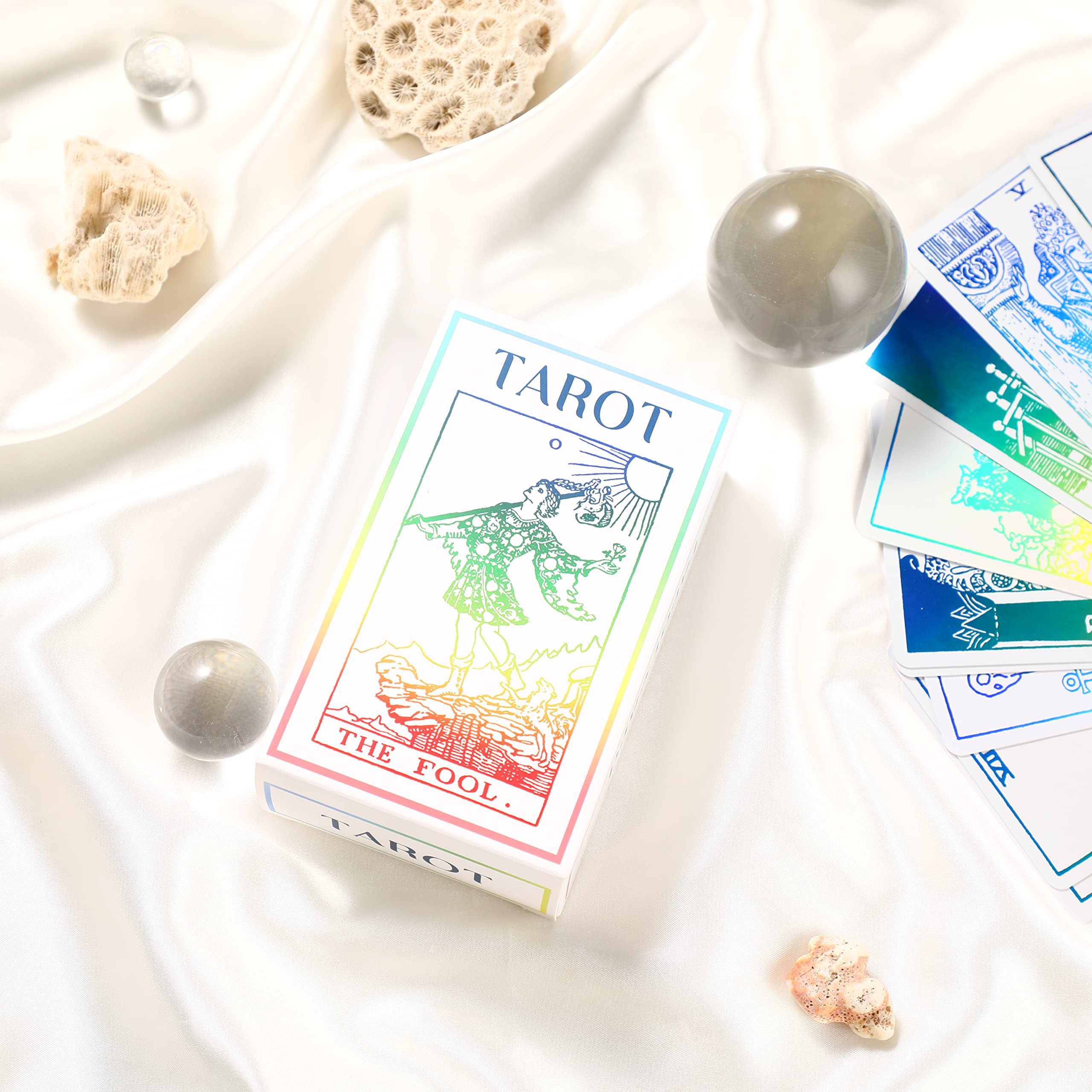 Sincerez Tarot Cards Deck with Guidebook for Beginners, Vintage Card Decks, Unique Fortune Telling Game (Holographic)