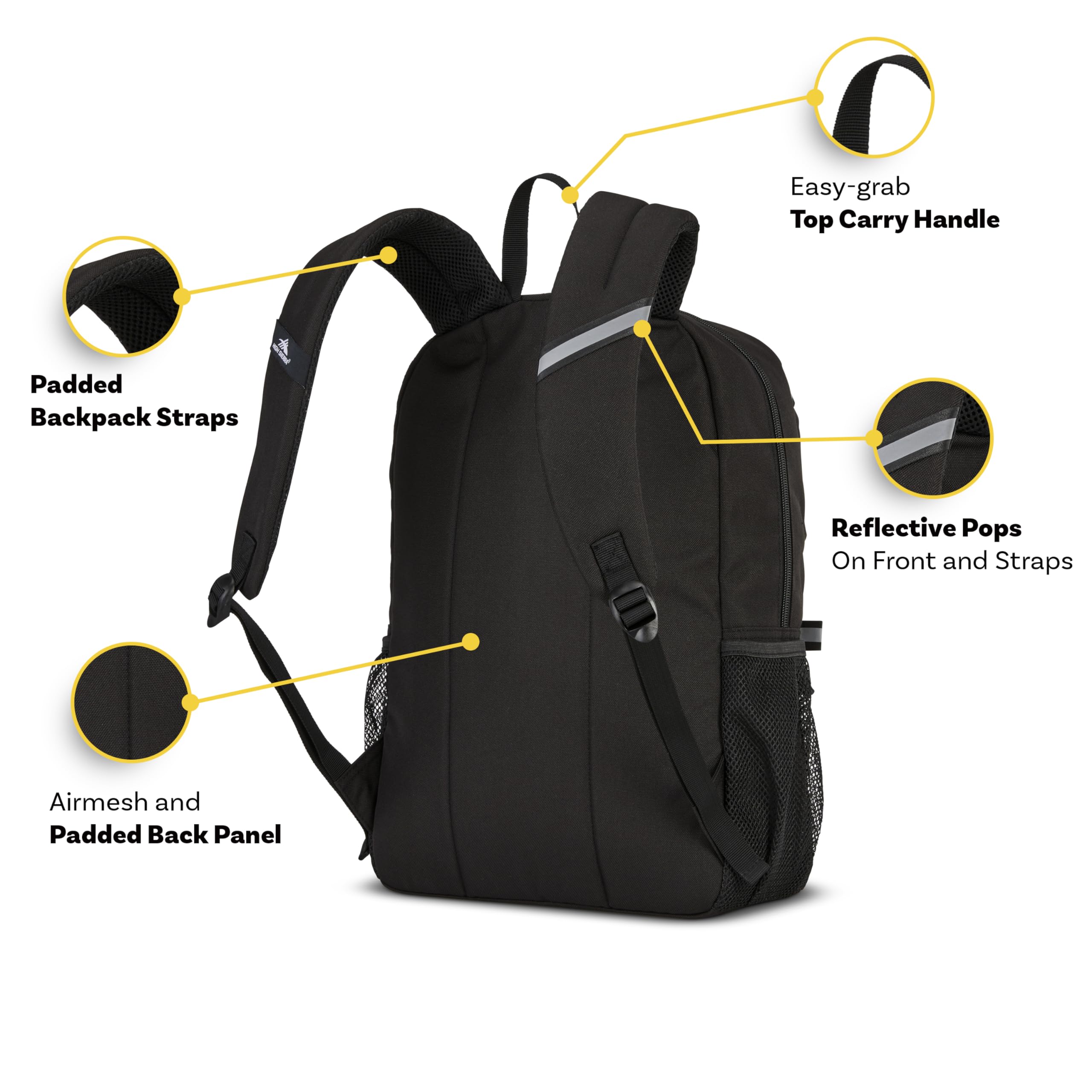 High Sierra Swoop Backpack with Laptop Pocket + Tablet Sleeve, Fits most 17” Laptops, 30L, Black