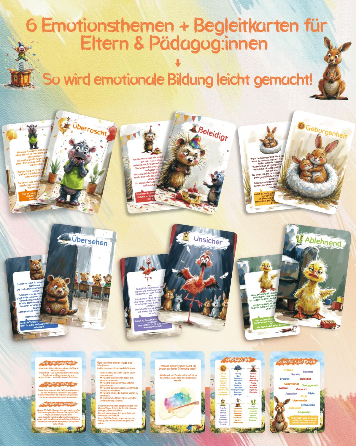 Gefühlskarten Kinder – 50 Emotionskarten für Empathie & Selbstbewusstsein Kinder 3–12 | robust mit Soft-Touch | inkl. Sticker & Armbänder 4