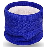 XFUEL Kids Neck Warmer, Knitted Winter Neck Gaiter for Boys Girls Fleece Lined Infinity Scarf for Cold Weather