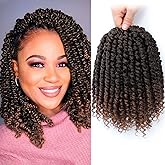 Fulcrum Passion Twist Hair 8 Inch, 8 Packs Passion Twist Crochet Hair for Black Women, Prelooped Crochet Twist Hair with Curly Ends (8Inch, T30#)