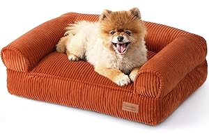 FUKUMARU Dog Couch Bed, Corduroy Cozy Cat Bed for Indoor Cats with Washable Cover, 28in Waterproof Orthopedic Dog Beds Sofa f