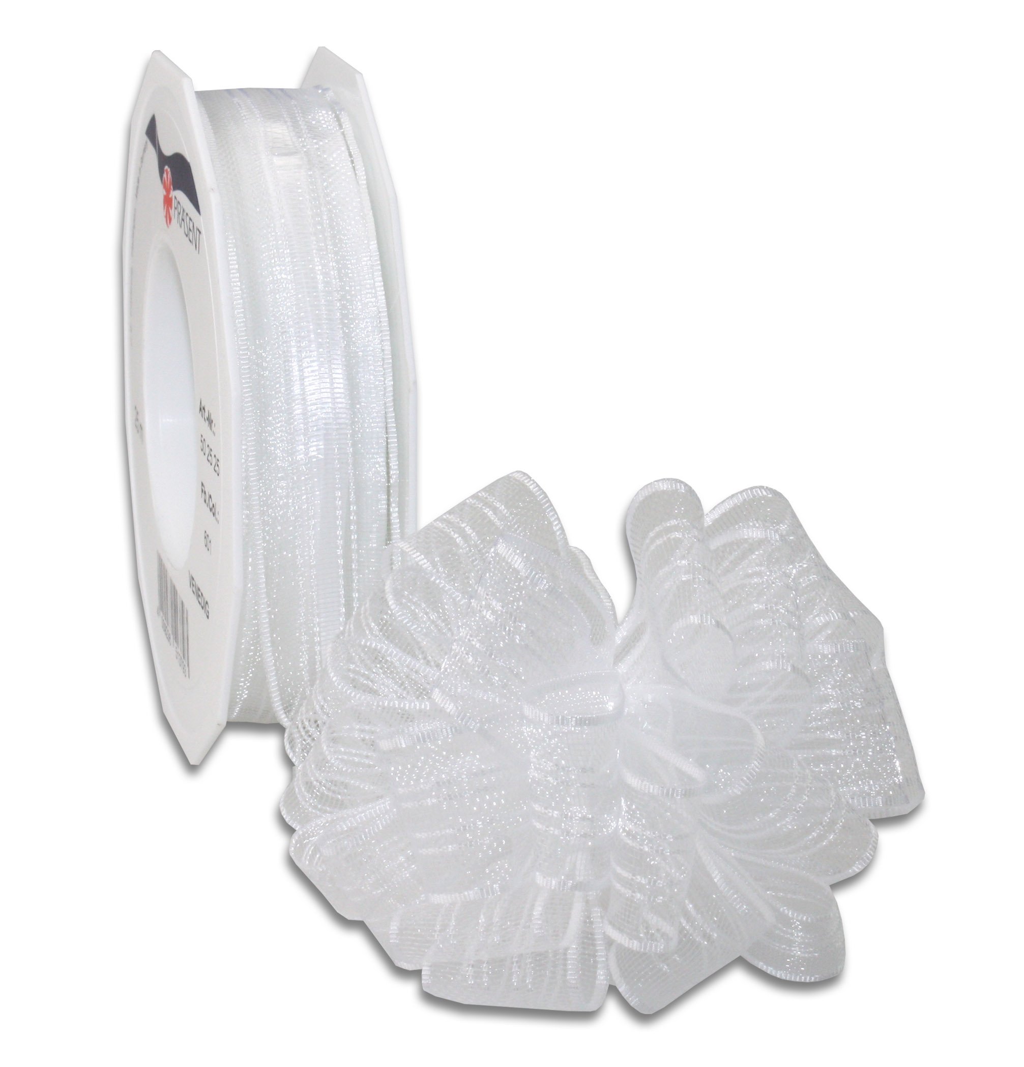 Präsent - Venedig Pull Bow Ribbon White 25 mm width, 25 m length — image 1