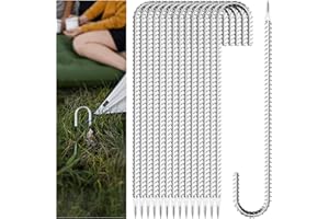HLDGRAS 10 Pieces 12 Inch Long 1/4In Diameter Heavy Duty J Hooks,Heavy Duty Rebar Metal Fence Ground Garden Tent Stakes,Ground Spikes Anchors for Fencing,Outdoor Chicken Wire Trellis Stakes,Anti-Rust Silver