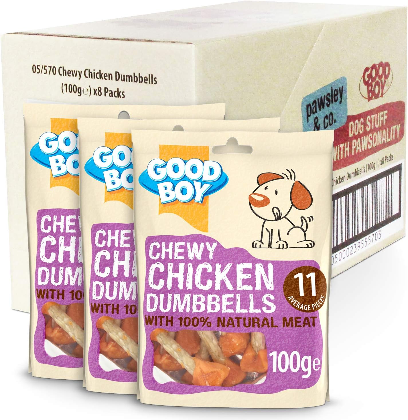 Chewy Chicken Dog Treats Good Boy Chewy Chicken Dumbells Pack of 8