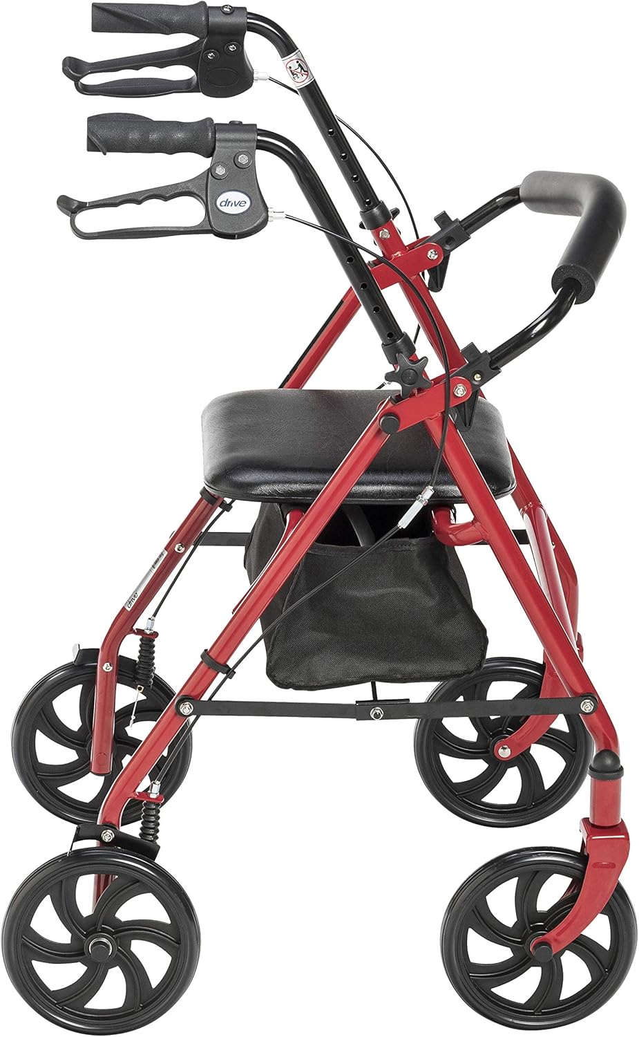 Drive Medical Four Wheel Rollator with Fold Up Removable Back Support, Red: Health & Personal Care