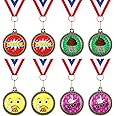Yinkin 8 Pcs Loser Medal Last Place Award 1.97 Inch Diameter Gold Loser Trophy Medal Star Last Place Trophy Joke Funny Last Place Prizes with Red Blue White Neck Ribbons