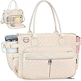 FIORETTO Teacher Tote Bag for Women with Laptop Compartment, Large Cup Holder, Zip Closure, Ideal for Work, Bible, Nurse