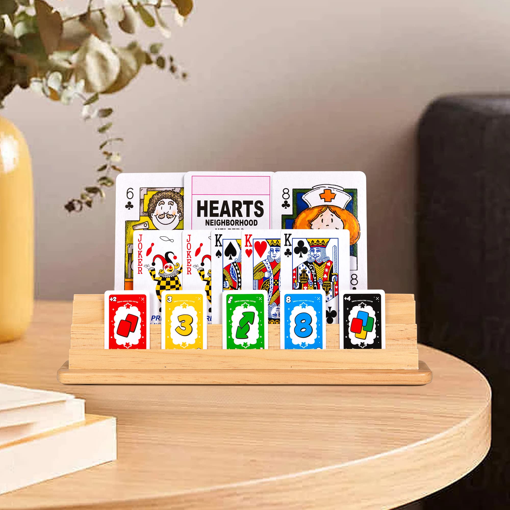 wefaner Spielkartenhalter für Spielkarten, 2 Stück Spielkartenständer aus Holz, Behält Stets den Überblick, Spielkartenständer Kartenhalte Für Senioren 3
