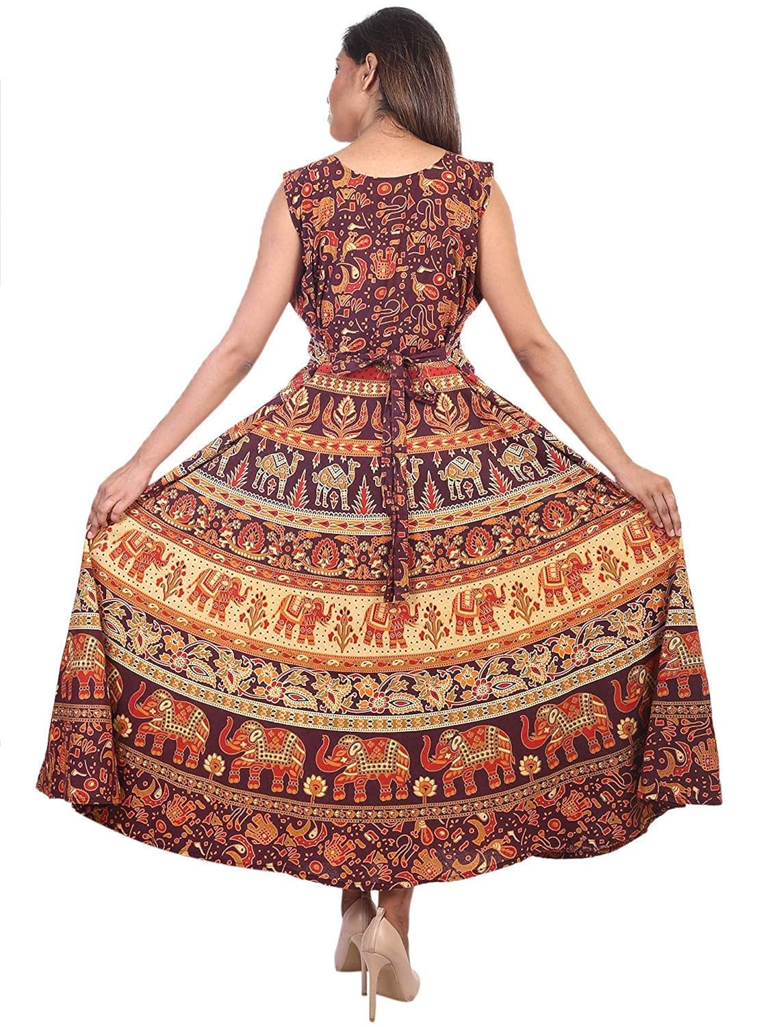 Buy Dhruvi Women S One Piece Flare Long Maxi Dress Free Size Upto 44 Xxl Blue At Amazon In