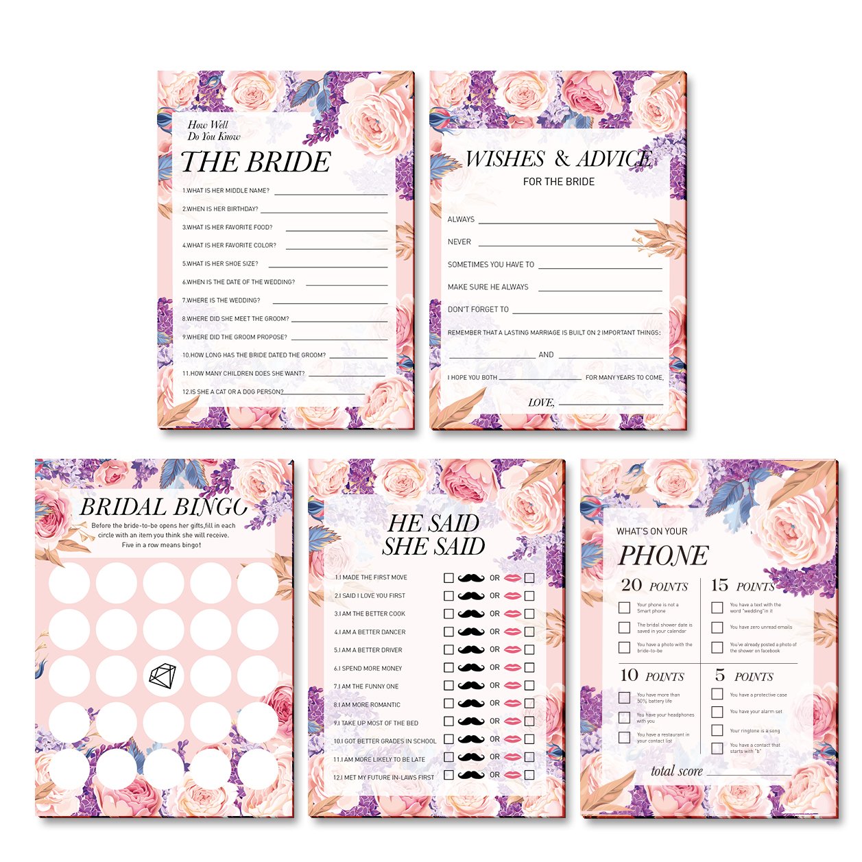 Buy 5 Bridal Shower Games Wedding Anniversary Game He Said She Said How Well Do You Know The Bride What Is On Your Phone Game Marriage Advice And bridal shower games wedding anniversary