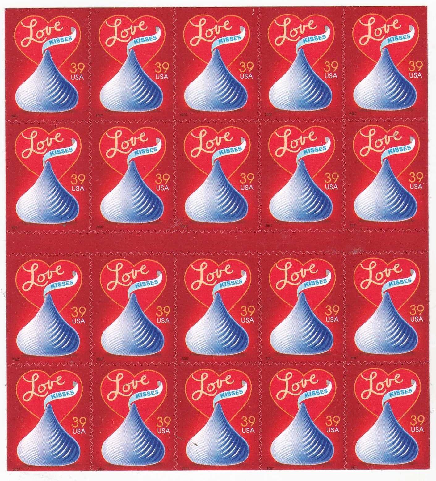 With Love and Kisses Collectible Stamp Sheet Collectible Stamp Sheet Scott 4122a