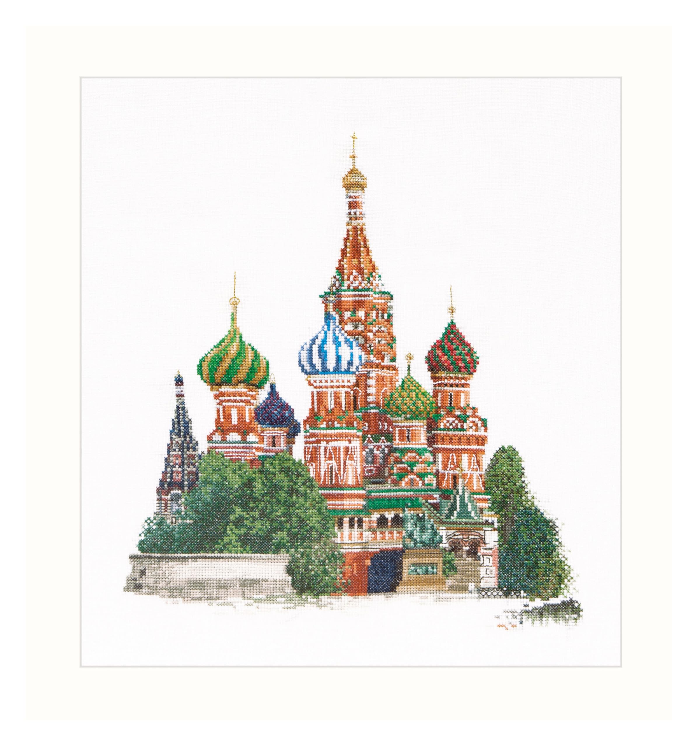 Thea Gouverneur - Counted Cross Stitch Kit - St. Basil's Cathedral Moscow Russia - Linen - 36 count - Embroidery Kit for Adults - DMC Embroidery Threads and other Cross Stitch Supplies Included - 513 โ image 1