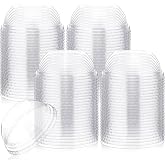 LemonRoad 100 Packs 98mm Dome Lids Wide Hole for 16-24 Oz Cups,Clear | Disposable Plastic Clear Caps with Straw Hole, Fits Cold Drink Cups, Leak-resistant for Iced Coffee, Smoothies, Bubble Tea