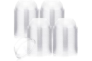 LemonRoad 100 Packs 98 mm Dome Lids Wide Hole Plastic Cold Cup Lids Disposable Clear Dome Cap for 16-24 oz Plastic Cups