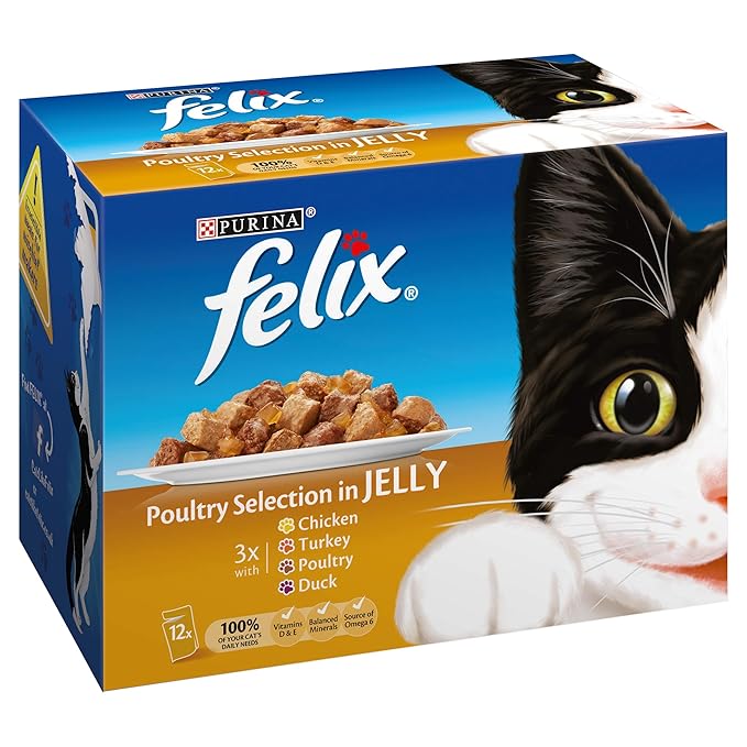 Felix Cat Pouches Poultry In Jelly 100g (48 Pouches) Amazon.co.uk Pet