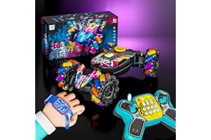 RWSEFK 4WD Gesture Sensing RC Stunt Car, 2.4GHz Remote Control Car with Music & Colorful Light, 360° Rotation RC Cars Transform Car Toys, Birthday Gift for Boys Kids 6-12 Years-Colorful