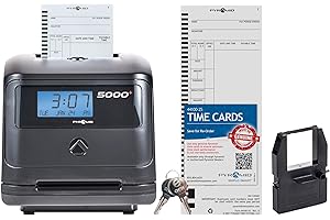 Pyramid Time Systems Model 5000 Auto Totaling Time Clock, Compatible with Pyramid 5000R Ribbon and 44100-10 Bar-Coded Time Ca