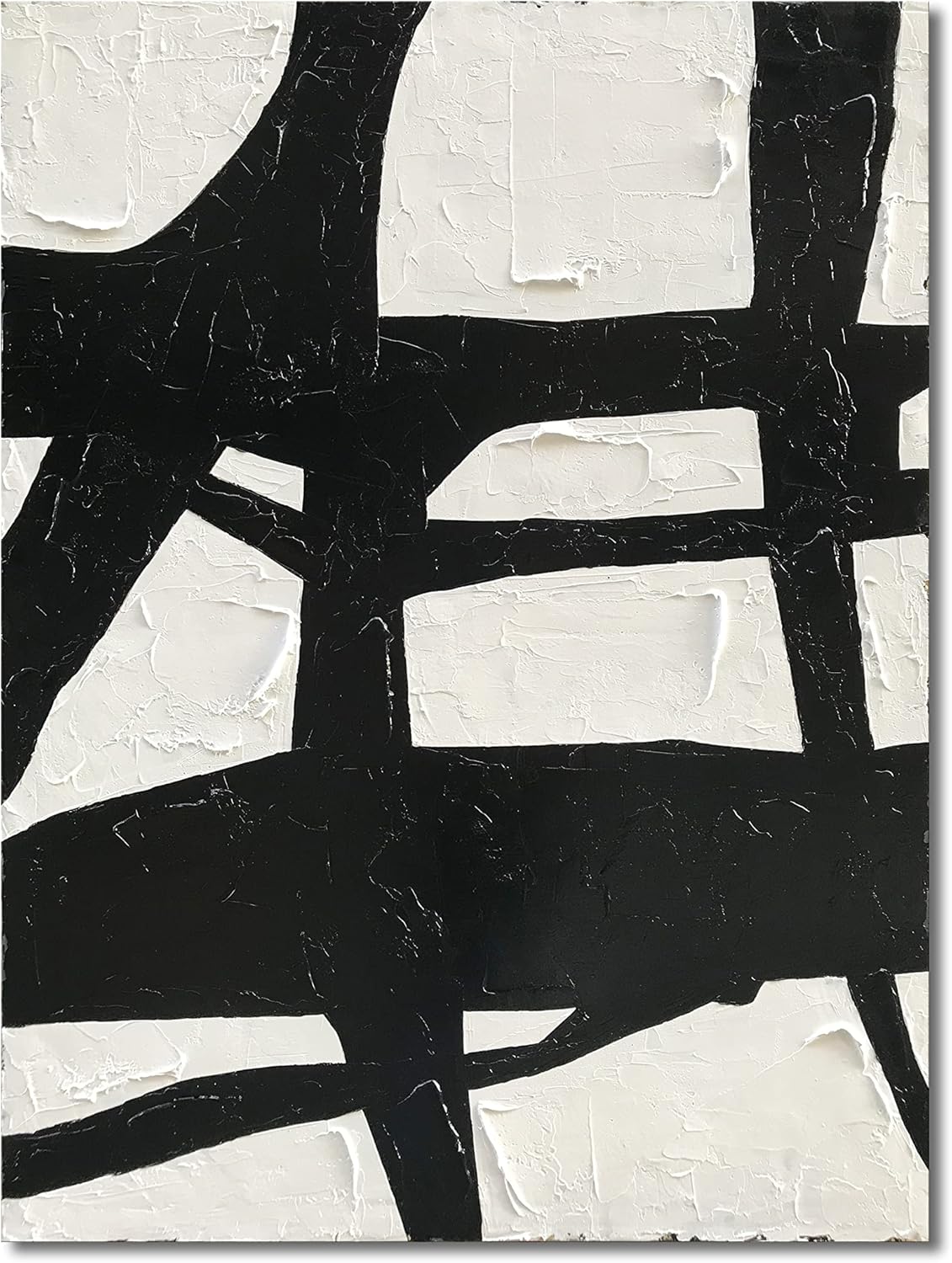 Paintings - NANKAI Hand Painted Contemporary Minimalist Oil Painting Art 40x28 Inch Black and White Wall Abstract Art Large Painting Art For Home Walls Living Room Wall Decoration Art