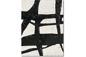 NANKAI Hand Painted Large Black and White Wall Abstract Art Contemporary Minimalist Oil Painting Art Painting Art for Home Wall Decoration 48x36 Inch