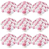 Tigeen 100 Pcs Hydrangea Artificial Flowers Bulk 7.48 Inch Artificial Hydrangeas with Removable Stems Faux Flowers Wedding Decor for Home Garden Party Decoration DIY Project (Pink, White)