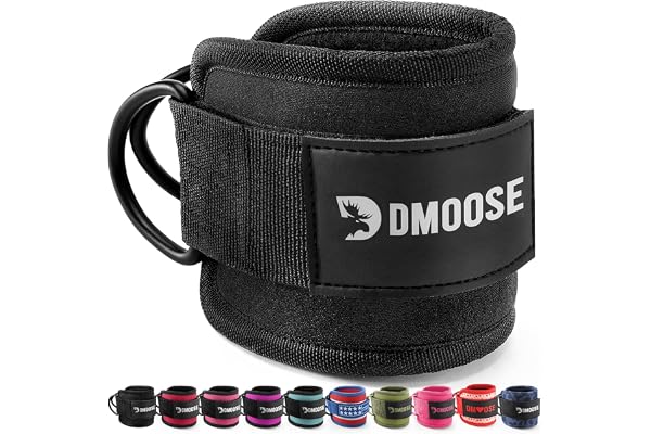 DMoose Ankle Strap for Cable Machine - One Size Fit with Premium Padding, Workout Kickback Ankle Cuffs, Ankle Bands for Worki
