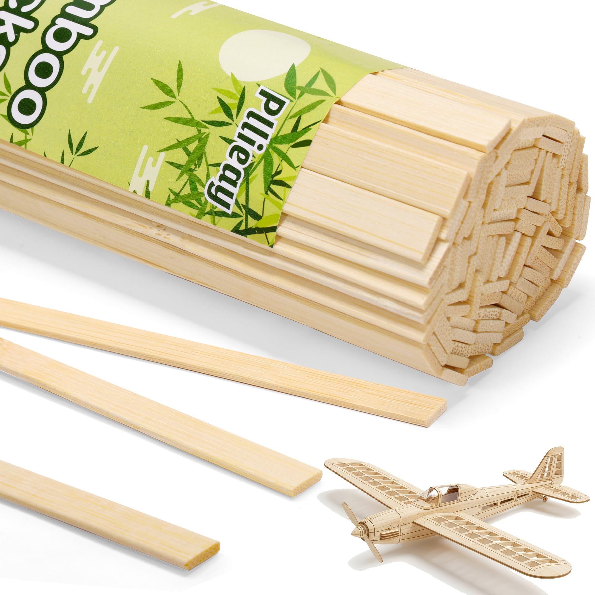 Pllieay 30 Pieces Bamboo Sticks Wood Extra Long Sticks for Crafting (40CM Length × 0.9CM Width)