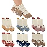 QHANSHIEE Baby Toddler Socks Girls Boys Non Slip Baby Grip Socks Cute Cotton Crew Socks for Newborn Infant Toddler 6 Pairs