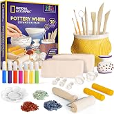 National Geographic Pottery Wheel Refill Kit with 2 Lbs. Air-Dry Clay | 2 Lbs. Air-Dry Clay, 30 Pottery Tools and Accessories, Gemstone Chips, 7 Paints, Sculpting Supplies, Creative Craft