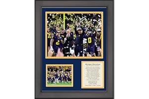HOFSM.COM HALL OF FAME SPORTS MEMORABILIA Framed Michigan Wolverines 2023 National Championship College Football Playoff 11"x14" Three Photo Collage