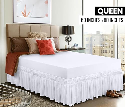 Utopia Bedding Queen Elastic Bed Ruffle Easy Wrap Around Ruffle