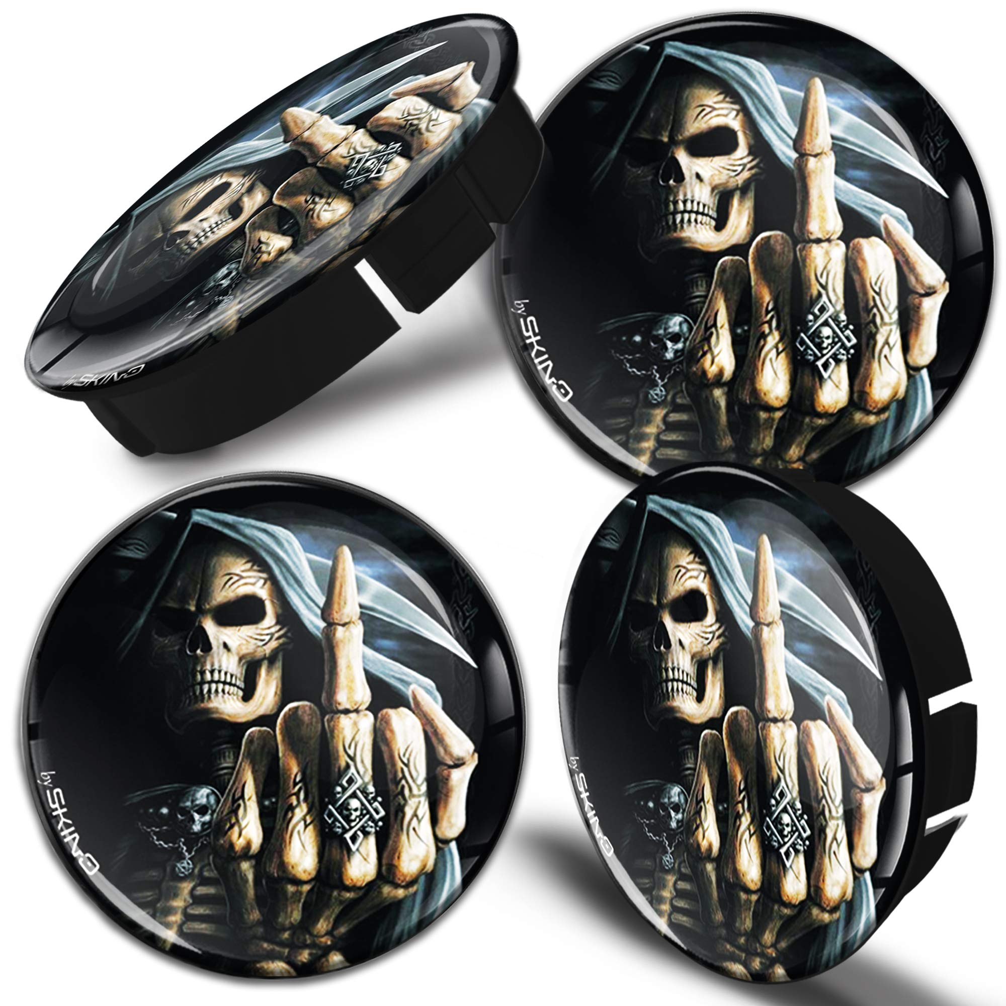 SkinoEu® 4 x 60mm 3D Gel Car Wheel Centre Universal Rims Hub Center Caps Vehicle Auto Tuning Emblem Skull C 25