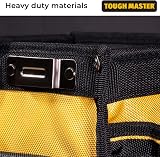 TOUGH MASTER Heavy Duty 10 Open Tote Tool Bag 33 Pockets Drill Holder Black view 2
