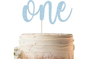 EONNCNT One Cake Topper - Light Blue Glitter 1st Birthday Cake Decorating Supplies for Boys or Girls, First Birthday Cake Topper for Baby Shower 1st Birthday Party Supplies Photo Booth Props