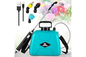 MAHOOMMAKH Sprayer Battery Operated, 1.35Gallon/5L Upgrade Powerful Electric Sprayer with 3 Mist Nozzles - Garden Sprayer Battery Powered for Lawn,Garden,Cleaning