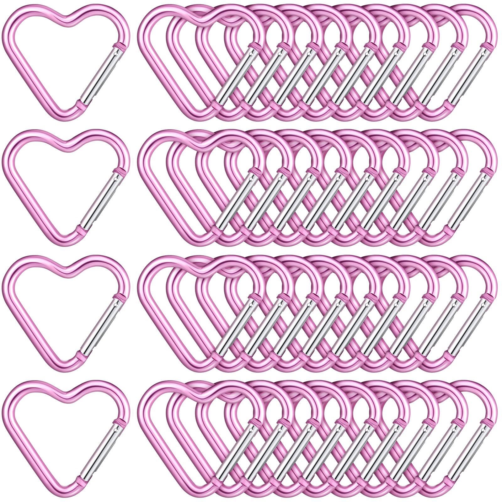 Photo 1 of Shimeyao Heart Shape Keychain Clip Cute Pink Snap Key Ring Keychain Hook Aluminum Alloy Key Holder for Valentine's Gift Outdoor Spring Traveling Couple Wife Husband Gift Walking(40 Pcs,Heart)