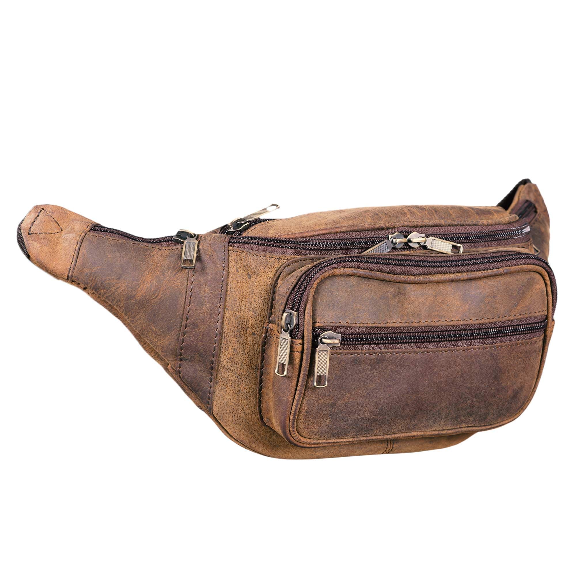 STILORD "Maverick" Leather Fanny Pack Shoulder Bag Camera Bag Mobile Phone Travel Festival Trekking Ladies Men Soft Leather Colour:Colorado - Brown