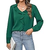 Neweek Womens Blouses Dressy Casual Ruffle Blouse Dressy Tops for Women Long Sleeve Blouses