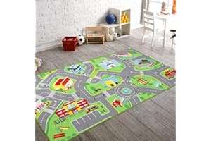 Booooom Jackson Kids Car Rug Play Mat for Toy Cars 31X59 Inch,Colorful Fun Car Play Rug,Road Rug for Bedroom Playroom,Car Area Rug Non-Slip Backing,Kids Car Carpet Toy Car Rug for Boys Toddler