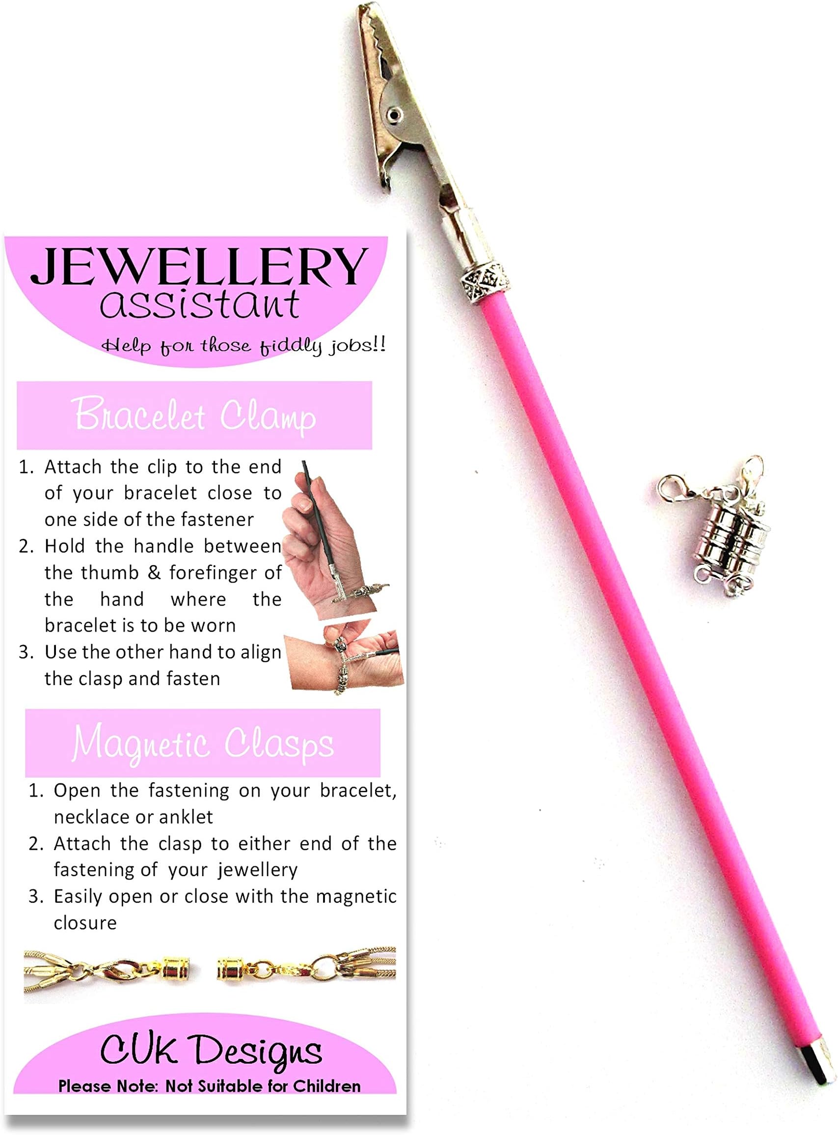 Jewellery Assistant - Bracelet Clamp Plus 2 Silver Tone Magnetic Clasps Converter/Connectors