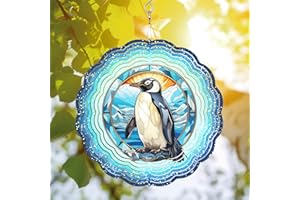 64DECALS 64memory Penguin Wind Spinner, Penguin Wind Spinner Hanging for Yard and Garden, Unique Gift Wind Spinner, 3D Hanging Wind Spinner Outdoor, Cute Penguin Wind Spinner