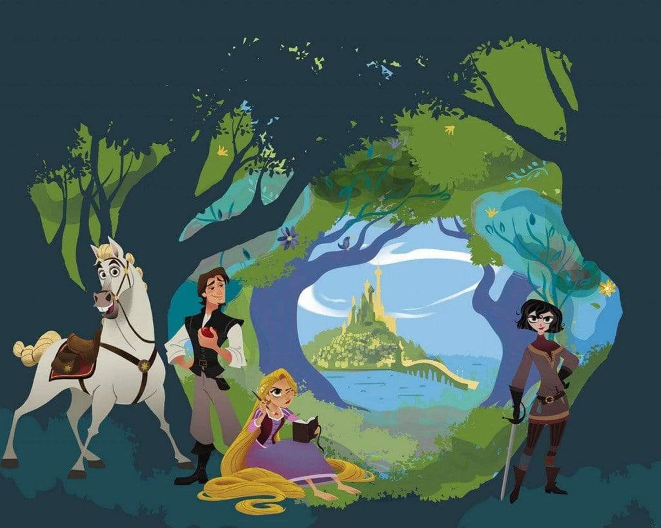 Komar Disney Tangled IADX7-001 Non-Woven Photo Wallpaper, Size: 350 x 280 cm (Width x Height), Children's Wallpaper, Rapunzel